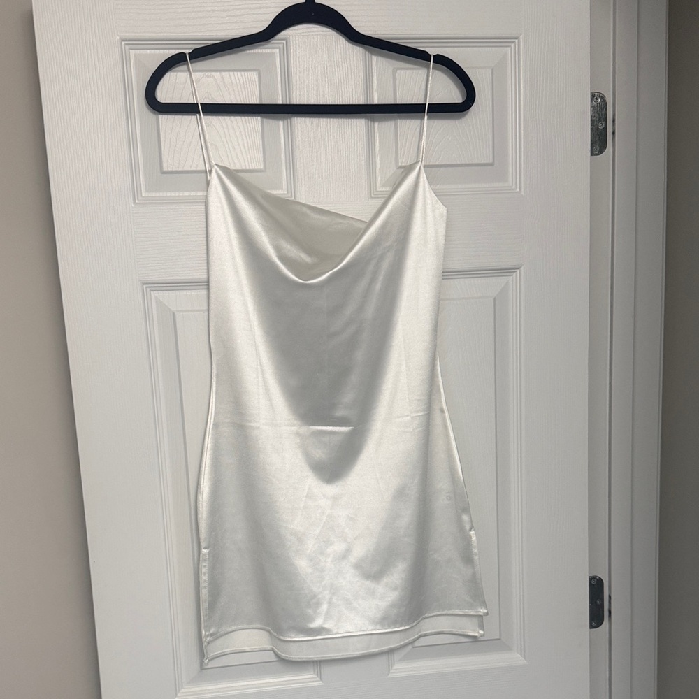 Zaful White Satin Cowl Neck Camisole